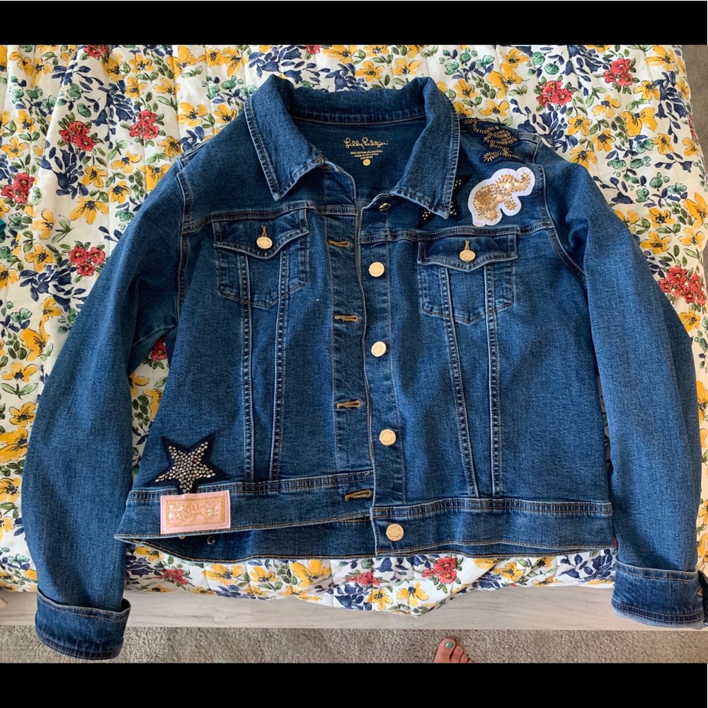 ⭐️NWOT Lilly Pulitzer Embelished Jean Jacket XL⭐️